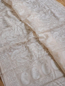 Half White Organza Kairy Chikankari Work Saree