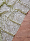 Pastel Green Organza Kairy Chikankari Work Saree