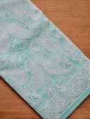 Blue Organza Kairy Chikankari Work Saree