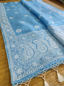 Organza Sarees With Embroidery Butta & Border