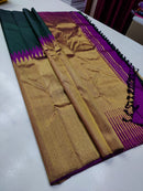 Pure Handloom Kanchipuram Korvai Raising Temple Border Silk Saree