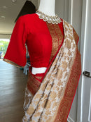 Pure Banarasi Khaddi Georgette Silk Saree with Antique Zari Weaving