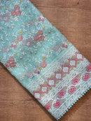 Organza Saree with Chikankari Embroidery Work & Crochet Lace