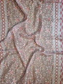 Organza Saree with Chikankari Embroidery Work & Crochet Lace