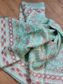 Organza Saree with Chikankari Embroidery Work & Crochet Lace