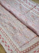 Organza Saree with Chikankari Embroidery Work & Crochet Lace