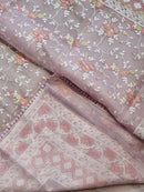 Organza Saree with Chikankari Embroidery Work & Crochet Lace