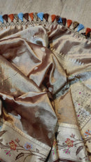 Exclusive Double Tissue Organza Saree with Paithani Design Border & Brocade Blouse