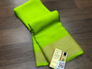 Parrot Green Wrinkle Mysore Crepe Silk Saree