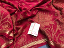 Red Wrinkle Mysore Crepe Silk Saree