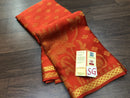 Rust Wrinkle Mysore Crepe Silk Saree