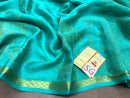 Blue Wrinkle Mysore Crepe Silk Saree