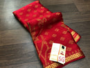 Red Wrinkle Mysore Crepe Silk Saree