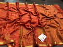Rust Wrinkle Mysore Crepe Silk Saree