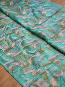 Catalogue - Unique Leaf Embroidery Design Organza Sarees with crochet Lace