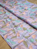 Catalogue - Unique Leaf Embroidery Design Organza Sarees with crochet Lace
