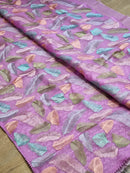 Catalogue - Unique Leaf Embroidery Design Organza Sarees with crochet Lace