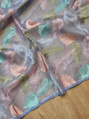 Catalogue - Unique Leaf Embroidery Design Organza Sarees with crochet Lace