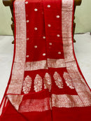 Dark Red Pure Chiffon Saree