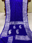 Royal Blue Pure Chiffon Saree