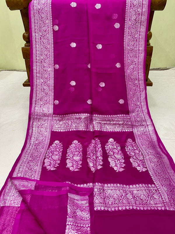 Pink Pure Chiffon Saree