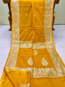 Mustard Pure Chiffon Saree