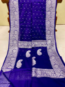 Navy Blue Pure Chiffon Saree