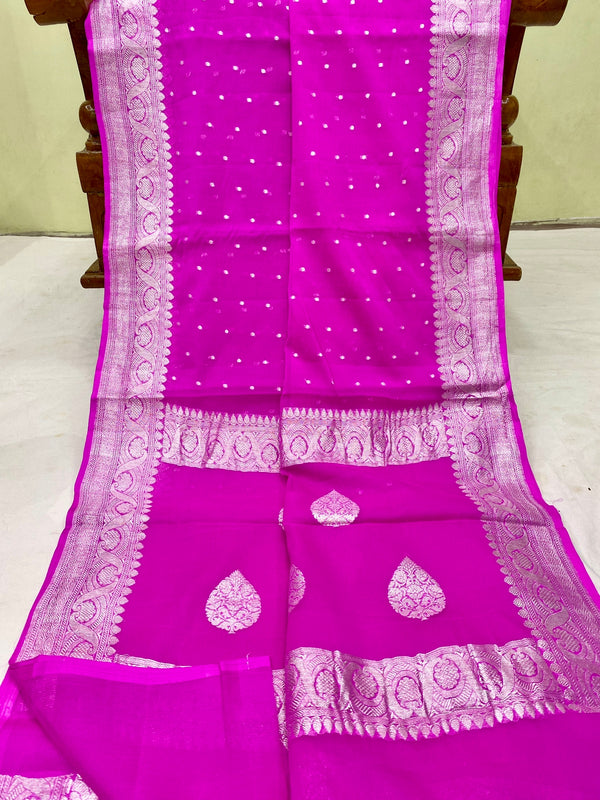 Pink Pure Chiffon Saree