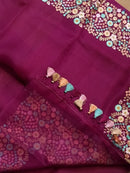 Majentha Pink Organza Saree With Multi Floral Embroidery Border & Special Tassels