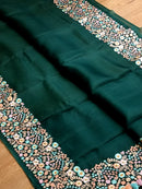 Catalogue - Organza Sarees With Multi Floral Embroidery Border & Special Tassels