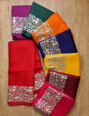 Catalogue - Organza Sarees With Multi Floral Embroidery Border & Special Tassels