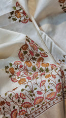 Half White Tussar Silk Embroidery Pichwai Border Butta  Saree with Special Tassels