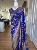 Blue Banarasi Khaddi Georgette Silk Saree