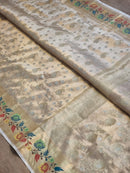 Pure Banarasi  Double Tissue Silk Paithani Border Buti Saree