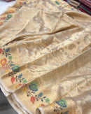 Pure Banarasi  Double Tissue Silk Paithani Border Buti Saree