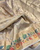 Pure Banarasi  Double Tissue Silk Paithani Border Buti Saree