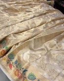 Pure Banarasi  Double Tissue Silk Paithani Border Buti Saree