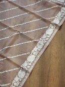 Pink Organza Saree With Parsi Gara Embroidery Border