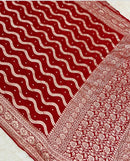 Red Pure Khaddi Georgette Silk Saree