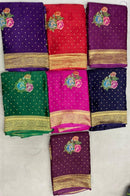 Satin Crepe Sarees With Floral Design