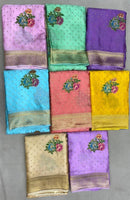 Satin Crepe Sarees With Floral Design