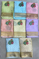 Satin Crepe Sarees With Floral Design