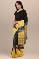 Black Temple Border Kanchipuram Silk Saree