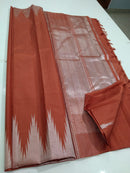 Rust Orange Temple Border Kanchipuram Silk Saree