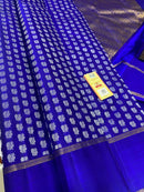 Traditional Handloom Kanchipuram Silk Saree with Peacock Thread Butta All over & Simple Zari Border