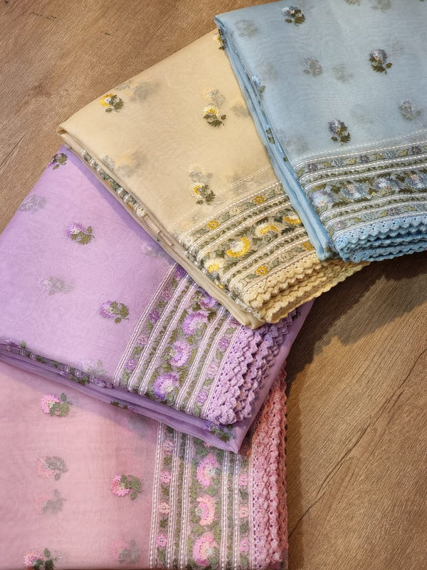 Organza Sarees with Embroidery Border