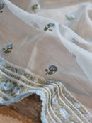 Blue Organza Saree with Embroidery Border