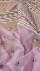Lavender Organza Saree with Embroidery Border