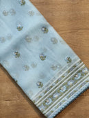 Blue Organza Saree with Embroidery Border