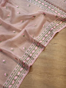 Pink Organza Saree with Embroidery Border